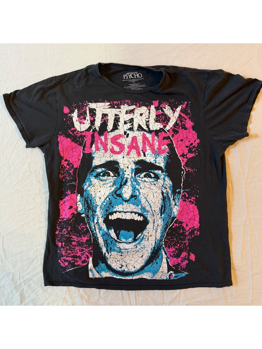 American Psycho Utterly Insane Graphic T-Shirt Black 100% Cotton Men's Large
